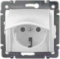 Розетка с заземлением без рамки Legrand Valena 1-м. крышка шторки белый картинка